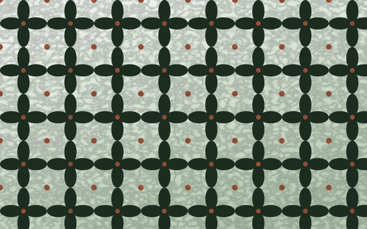 Bavarian Forest Batik Kawung — light green, orange and white batik background
