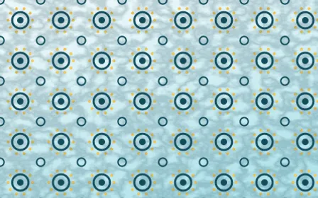 Bondi Surf Batik Blooms — light teal, gold and white batik background