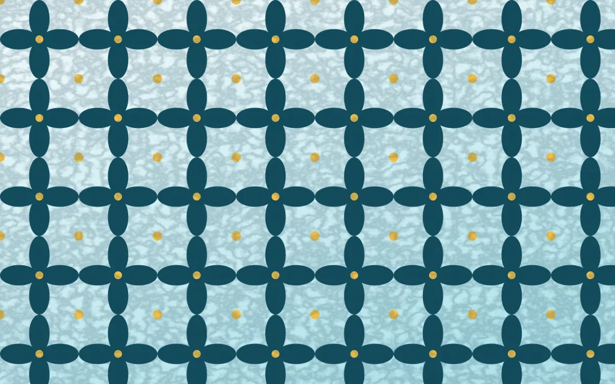 Bondi Surf Batik Kawung — light teal, gold and white batik background