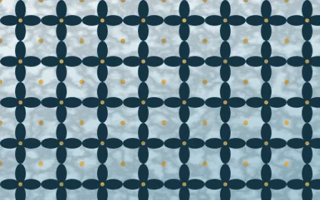 Bosphorus Batik Kawung — light blue, gold and white batik background