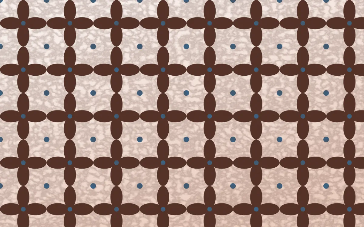Budapest Rose Batik Kawung — light brown, blue and white batik background