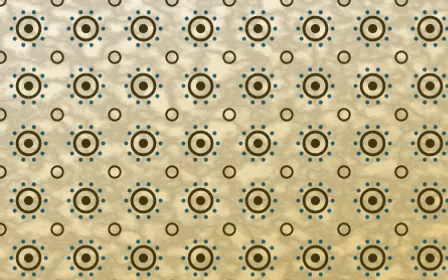 Cairo Gold Batik Blooms — colourful brown, blue and beige batik background