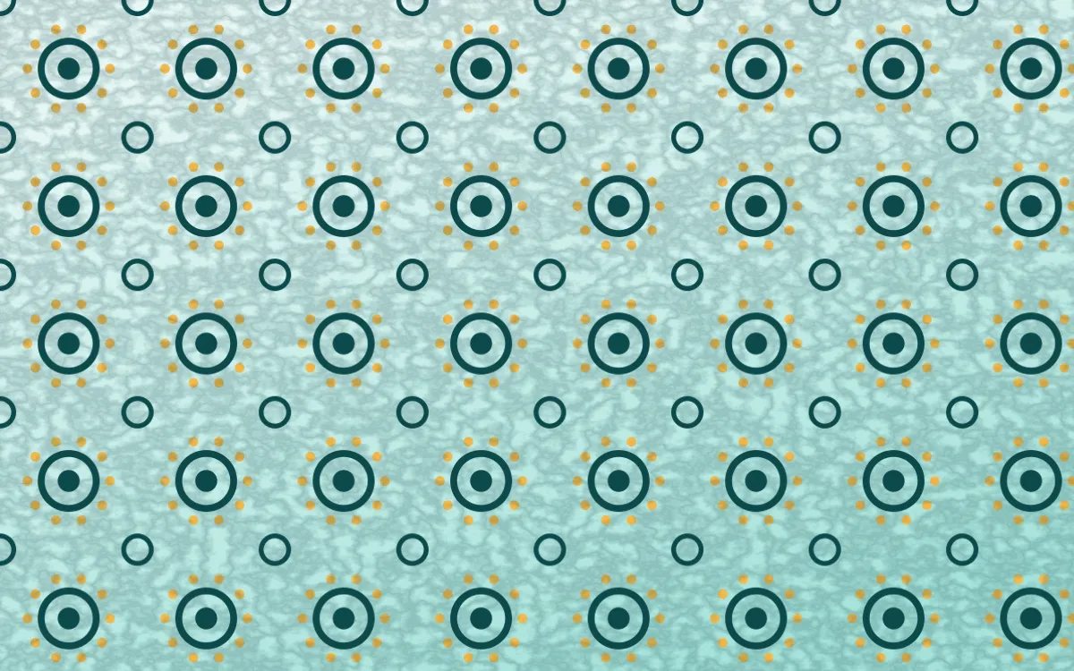 Cancún Surf Batik Blooms — light teal and gold batik background