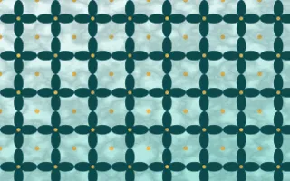 Cancún Surf Batik Kawung — light teal and gold batik background