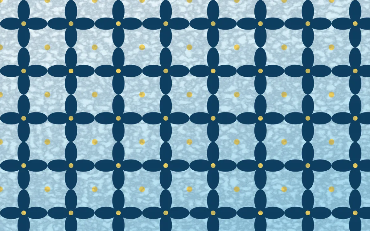 Capri Blue Batik Kawung — light blue, gold and white batik background