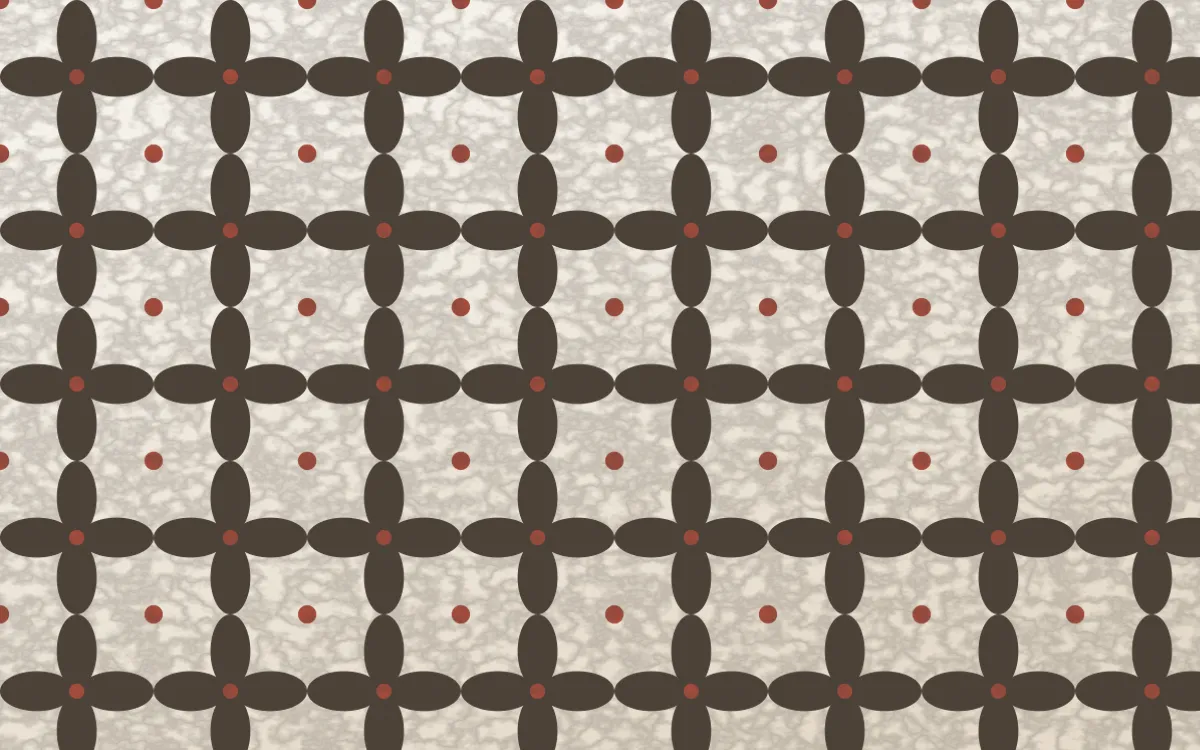 Copenhagen Hygge Batik Kawung — light brown, red and white batik background