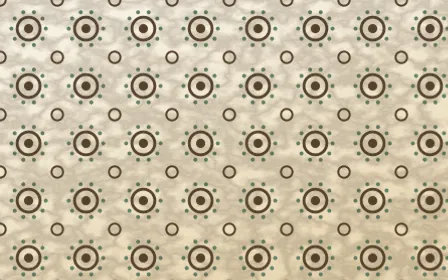 Cotswold Stone Batik Blooms — light brown, green and beige batik background