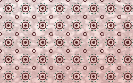 Damascus Rose Batik Blooms — light red, teal and white batik background
