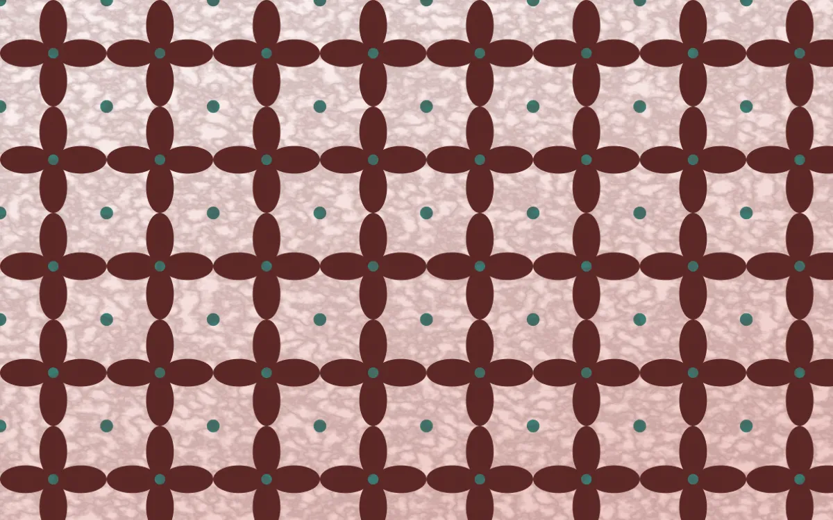 Damascus Rose Batik Kawung — light red, teal and white batik background