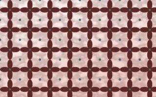 Damascus Rose Batik Kawung — light red, teal and white batik background