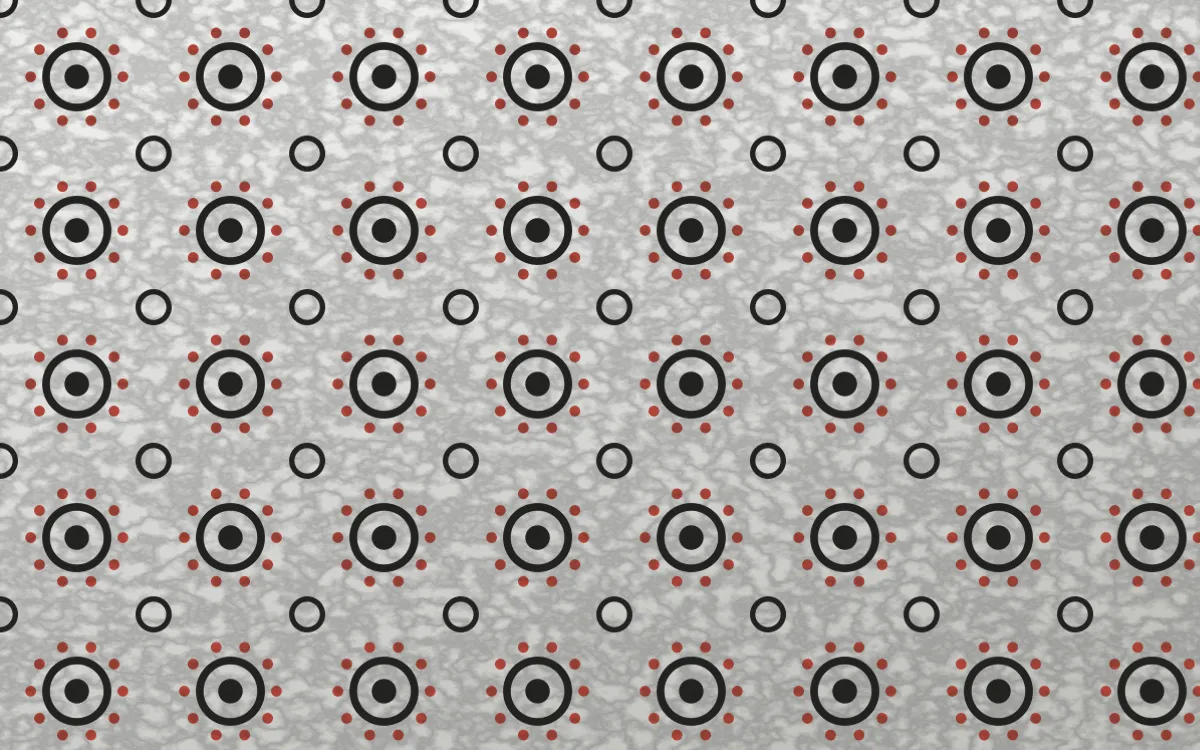 Edo Charcoal Batik Blooms — light grey, red and white batik background