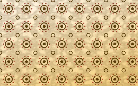 Fes Saffron Batik Blooms — light brown, red and beige batik background