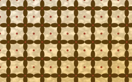 Fes Saffron Batik Kawung — light brown, red and beige batik background