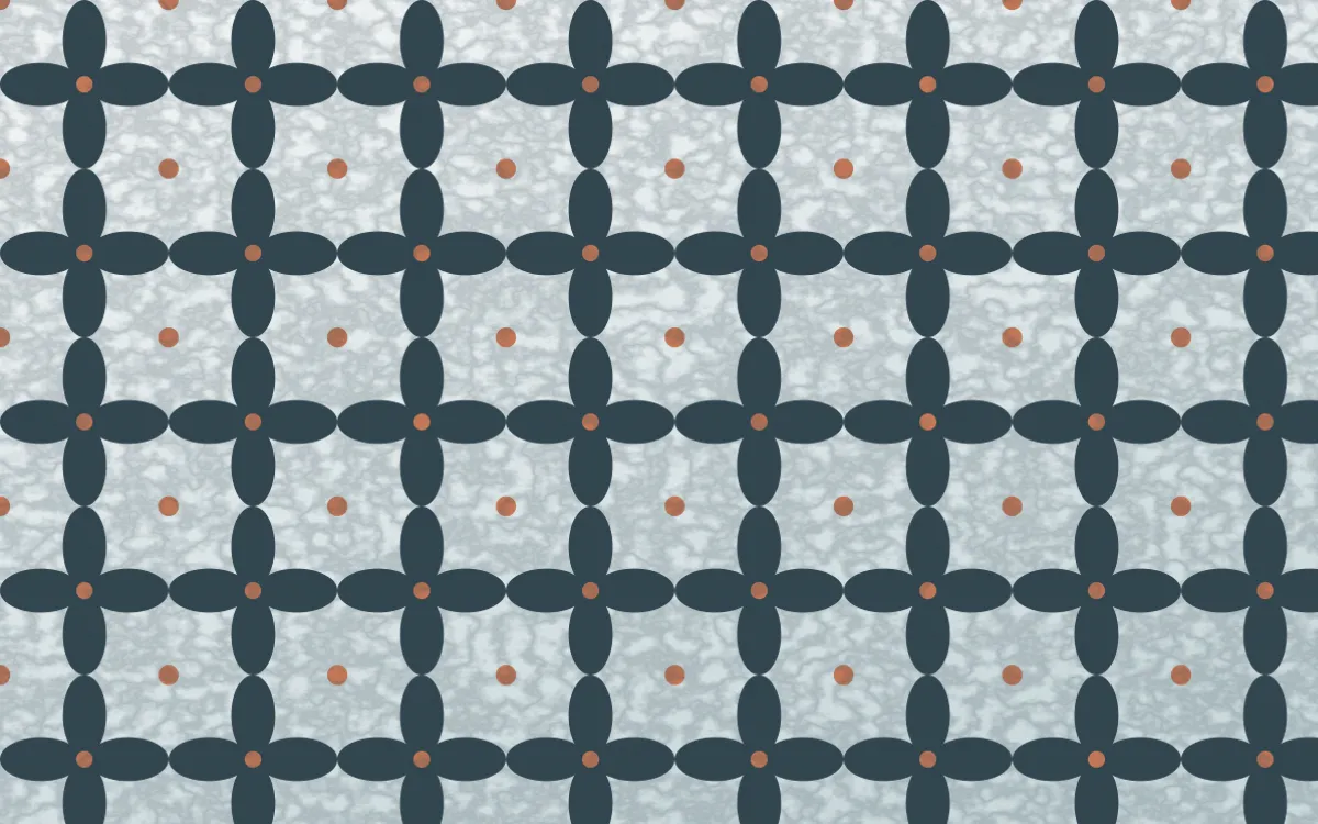 Fjord Mist Batik Kawung — light blue, orange and white batik background