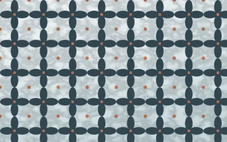 Fjord Mist Batik Kawung — light blue, orange and white batik background