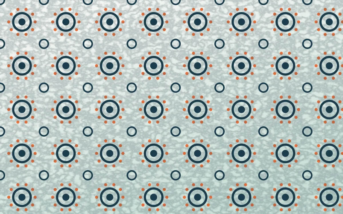 Park Mosaic Batik Blooms — light blue, orange and white batik background