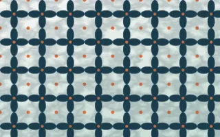 Park Mosaic Batik Kawung — light blue, orange and white batik background