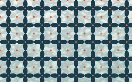 Park Mosaic Batik Kawung — light blue, orange and white batik background