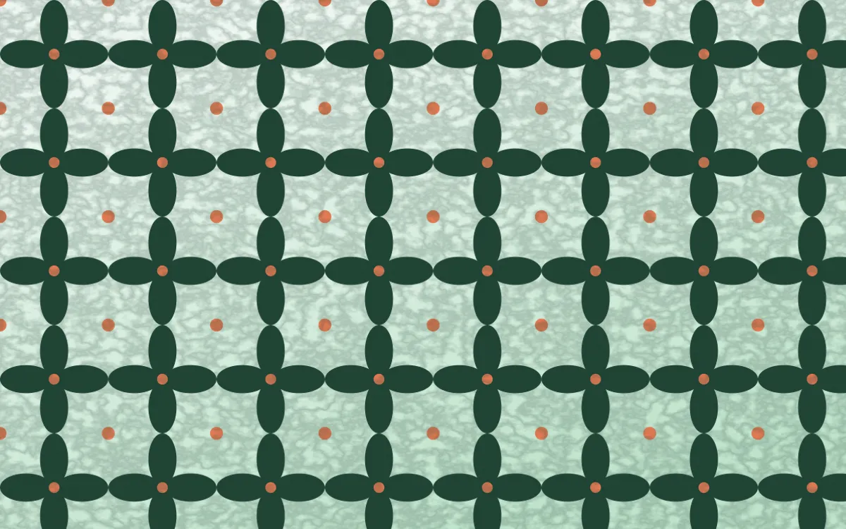 Havana Mint Batik Kawung — light green, orange and white batik background