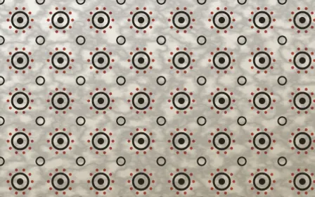 Highland Peat Batik Blooms — light grey, red and white batik background