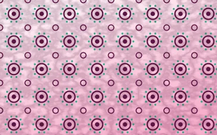 Holi Splash Batik Blooms — light pink, teal and white batik background