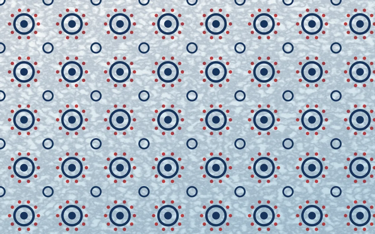 Iznik Blue Batik Blooms — light blue, red and white batik background