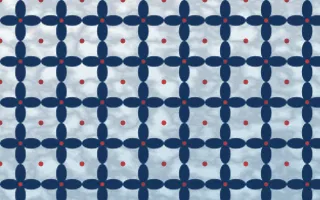 Iznik Blue Batik Kawung — light blue, red and white batik background