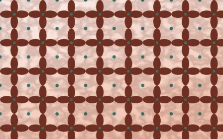 Jaipur Rose Batik Kawung — light brown, teal and orange batik background