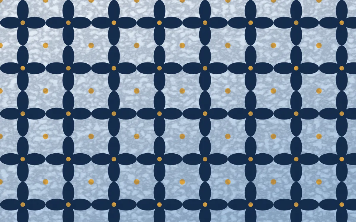 Jodhpur Indigo Batik Kawung — light blue and gold batik background