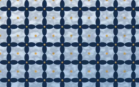 Jodhpur Indigo Batik Kawung — light blue and gold batik background