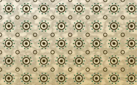 Kerala Spice Batik Blooms — colourful brown, green and beige batik background