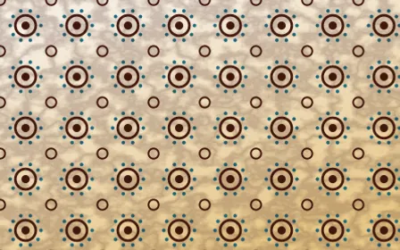 Lagos Wax Batik Blooms — light brown, teal and beige batik background