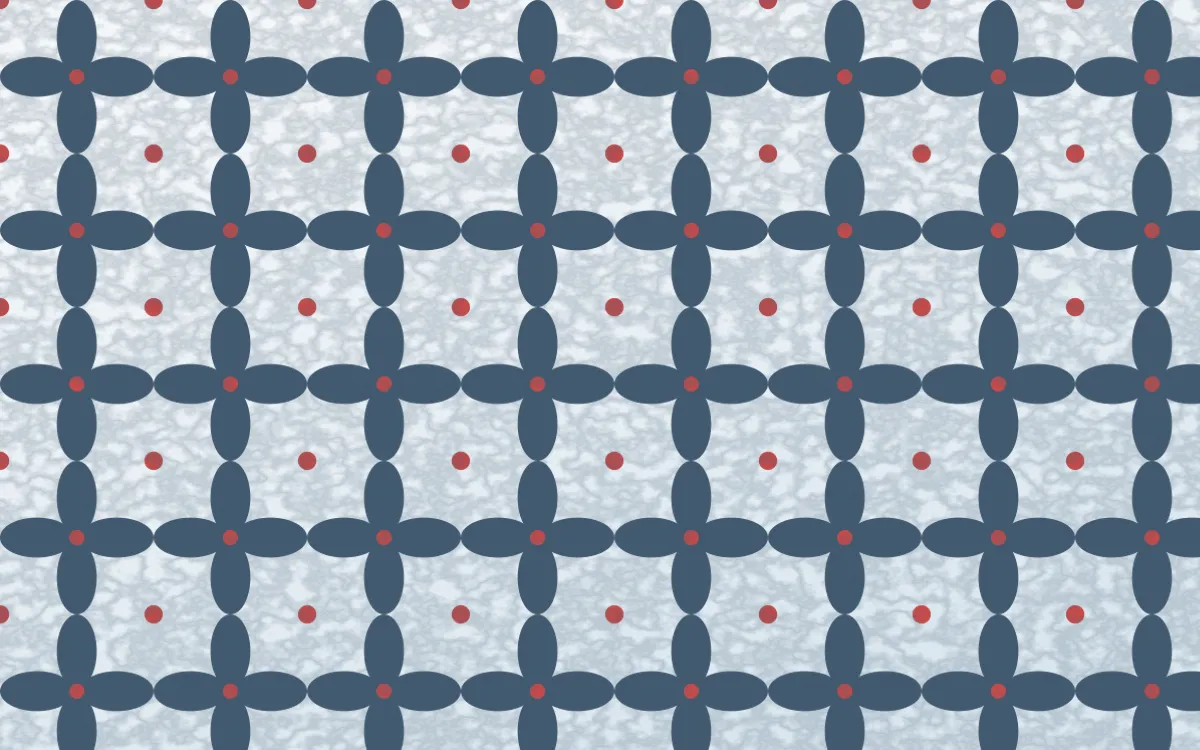Lapland Snow Batik Kawung — light blue, red and white batik background