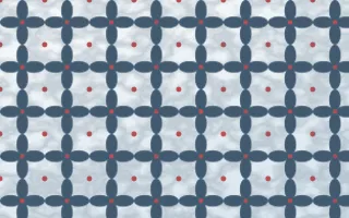 Lapland Snow Batik Kawung — light blue, red and white batik background