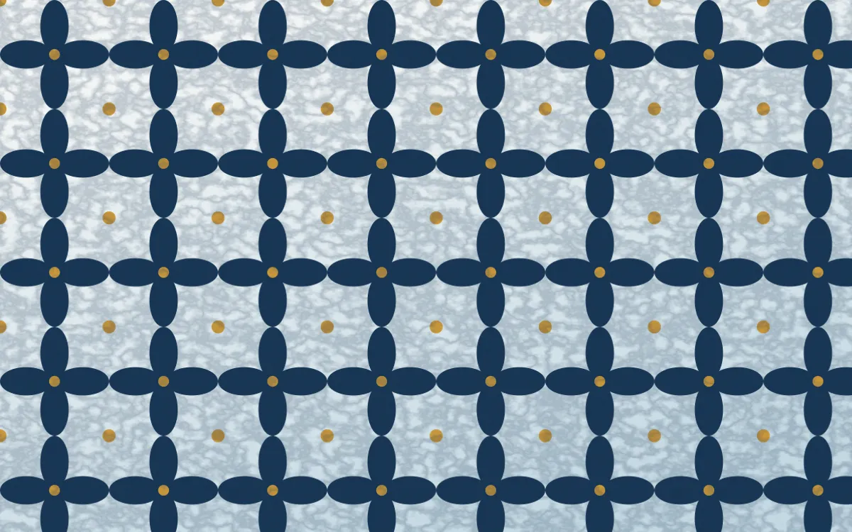 Lisbon Azul Batik Kawung — light blue, gold and white batik background