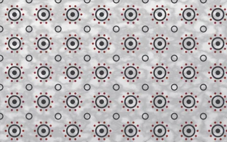 London Fog Batik Blooms — light grey, red and white batik background