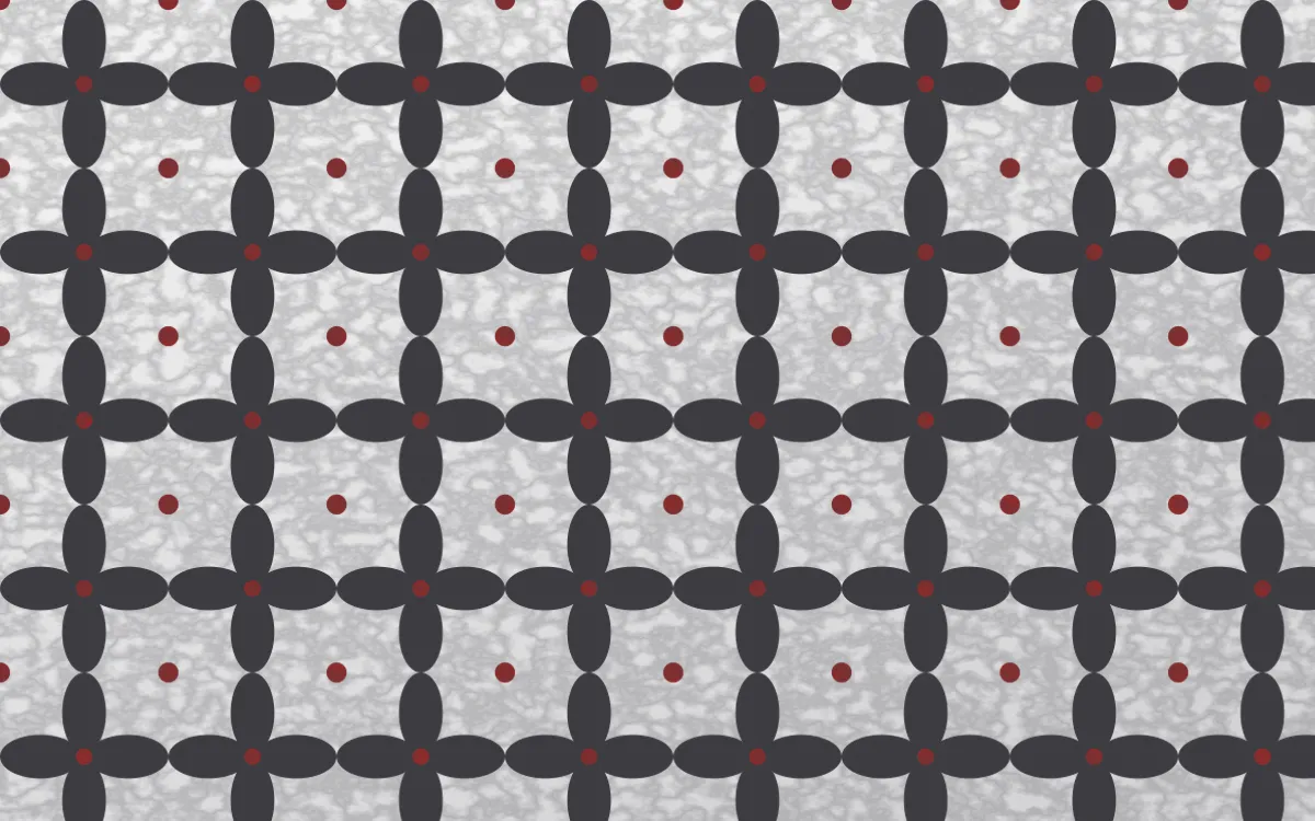 London Fog Batik Kawung — light grey, red and white batik background