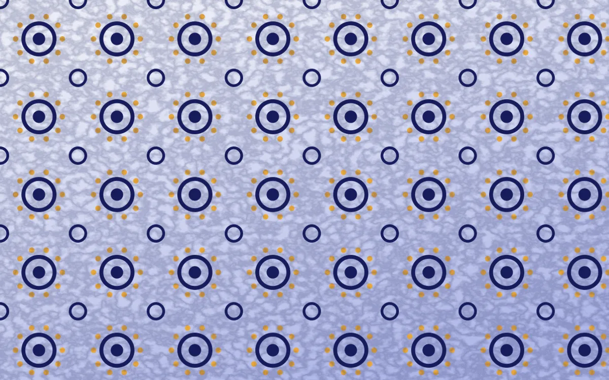 Majorelle Batik Blooms — light blue, gold and white batik background