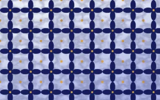 Majorelle Batik Kawung — light blue, gold and white batik background