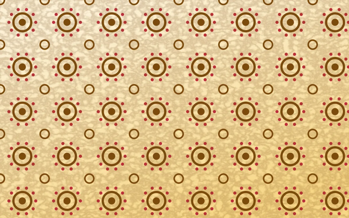 Marigold Temple Batik Blooms — light brown, red and beige batik background