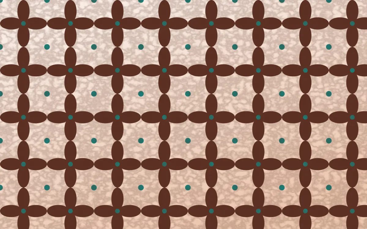 Marrakech Rose Batik Kawung — light brown, teal and beige batik background