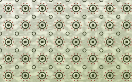 Matcha House Batik Blooms — light green, red and white batik background