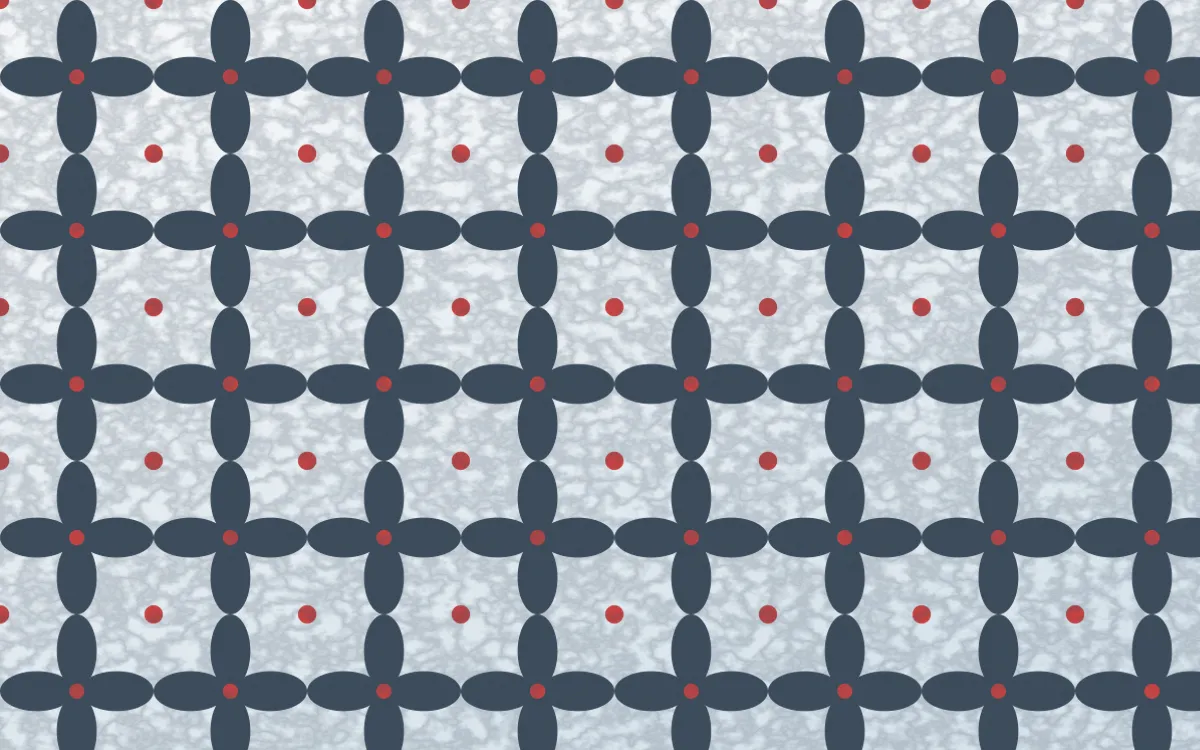 Montréal Hiver Batik Kawung — light blue, red and white batik background