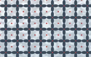 Montréal Hiver Batik Kawung — light blue, red and white batik background