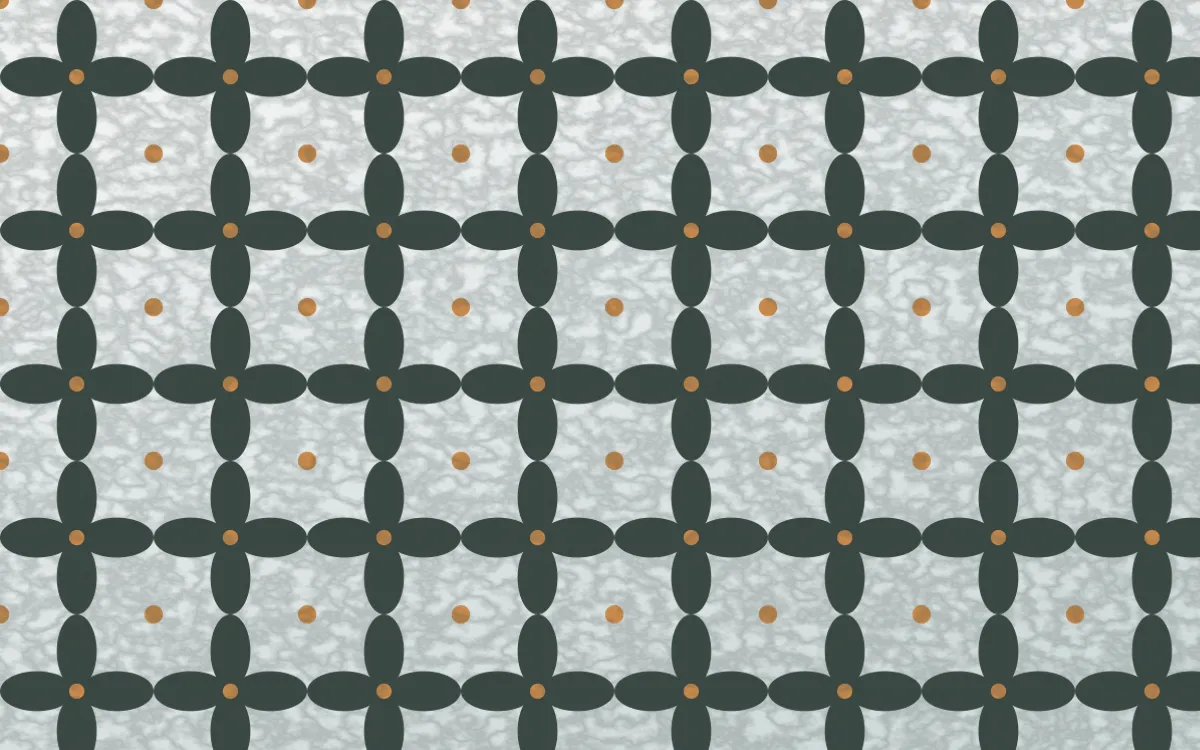 Pacific Fog Batik Kawung — light grey, orange and white batik background