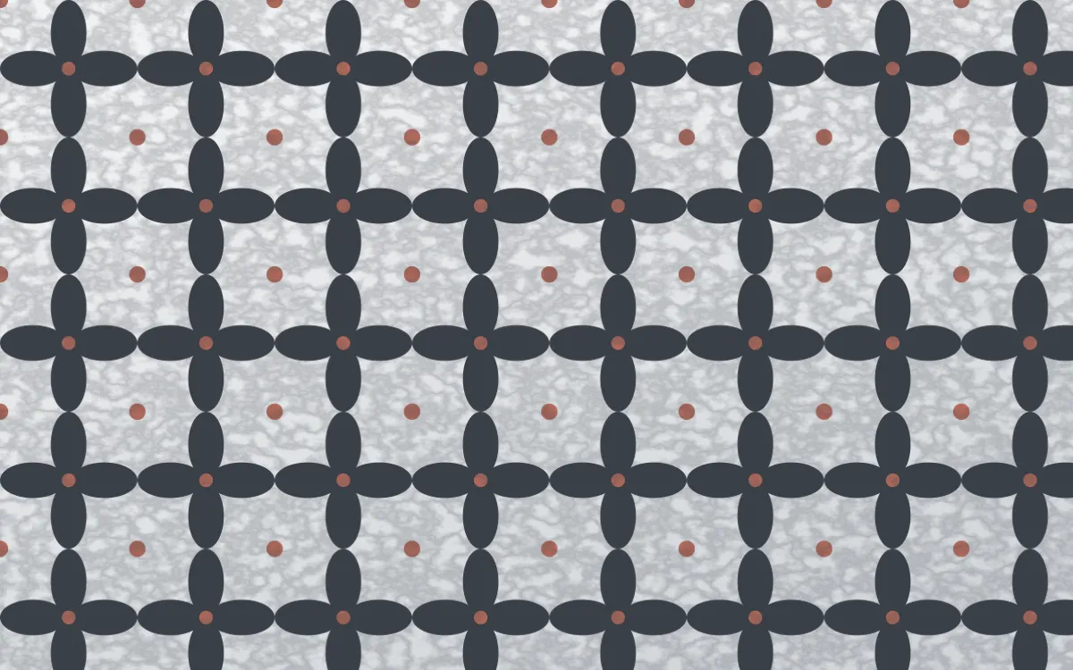 Paris Zinc Batik Kawung — light grey, red and white batik background