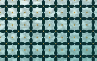 Peacock Court Batik Kawung — light teal, gold and white batik background