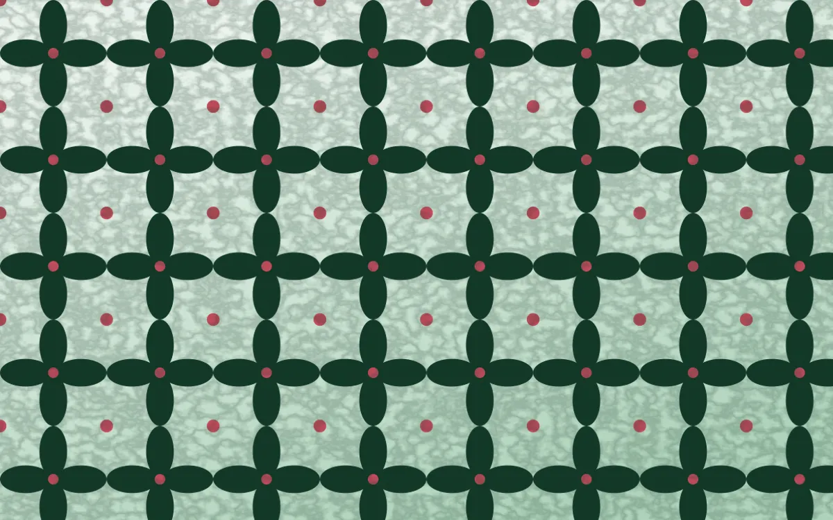 Persian Garden Batik Kawung — light green, red and white batik background