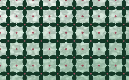 Persian Garden Batik Kawung — light green, red and white batik background