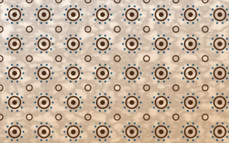 Porto Terra Batik Blooms — light brown, blue and beige batik background